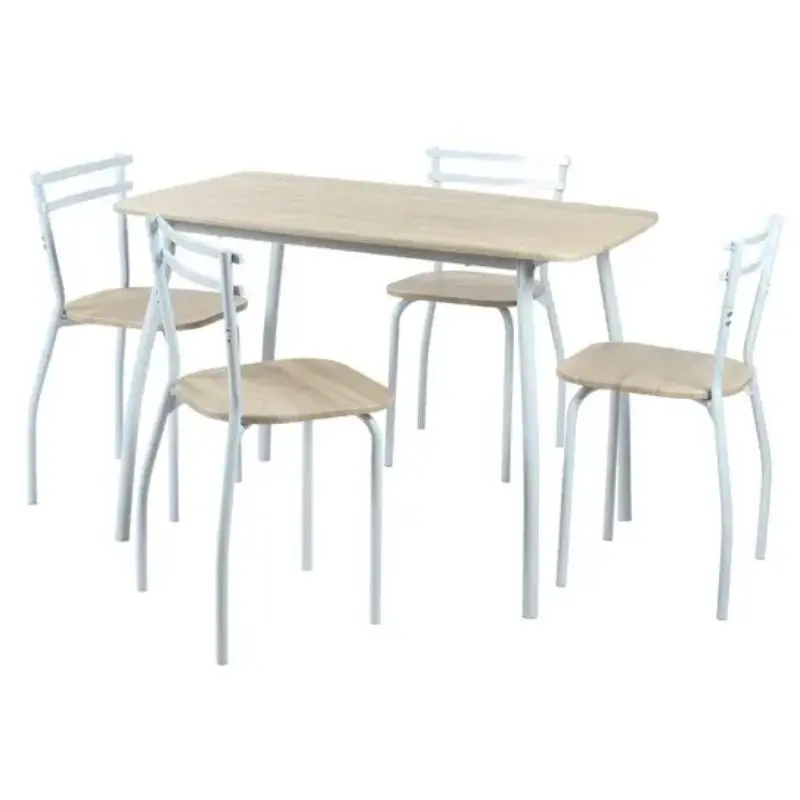 פינת אוכל אלון עם 4 כיסאות שלדה לבנה 110X70X75 ס"מ פינת אוכל אלון עם 4 כיסאות שלדה לבנה 110X70X75 ס"מ